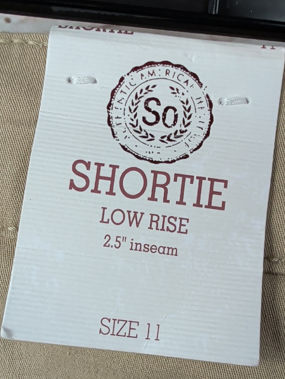 SO Short Shorts Khaki Casual Size 11 NWT - Picture 6 of 6